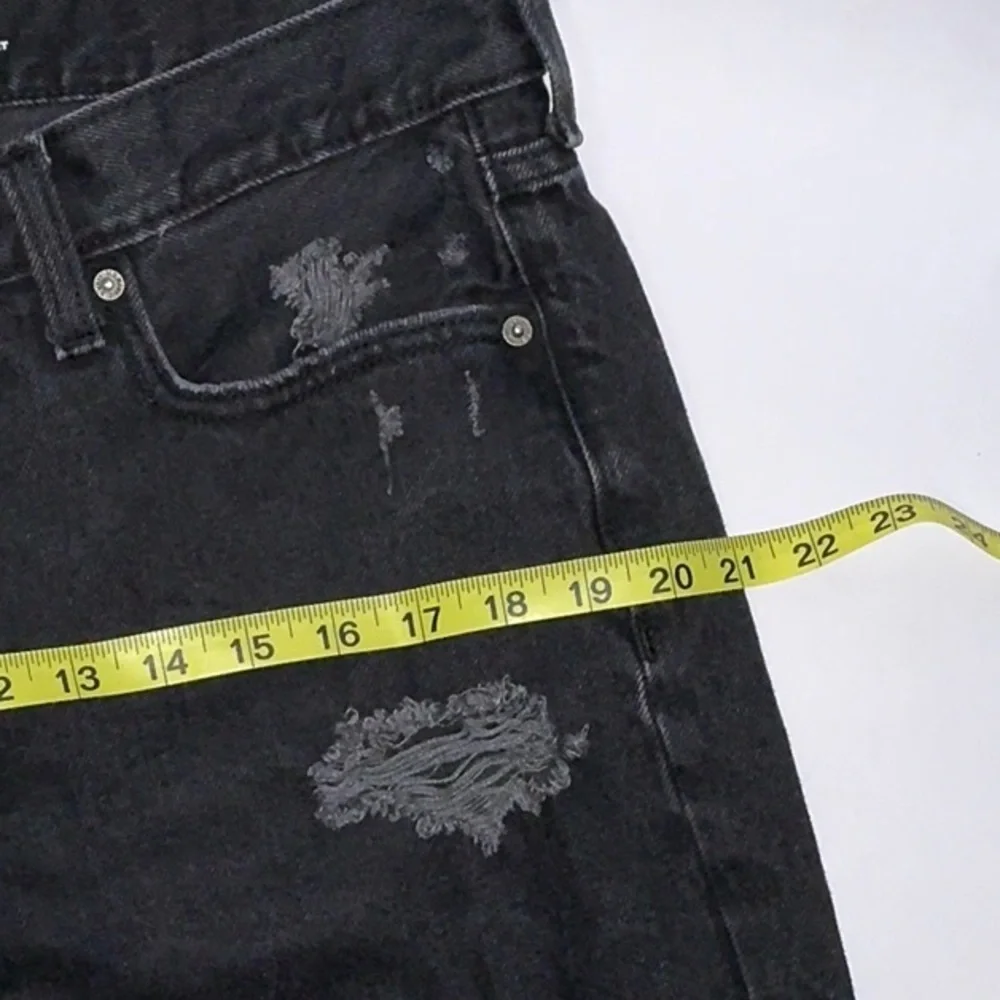 Old Navy Button Fly Distressed Black Jeans, Size 12